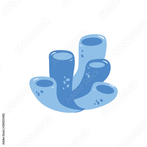Vector handdrawn cute illustration of sea sponge or coral on the white background. Concept for kids design, cute cartoon character for children poster. Funny sea creature