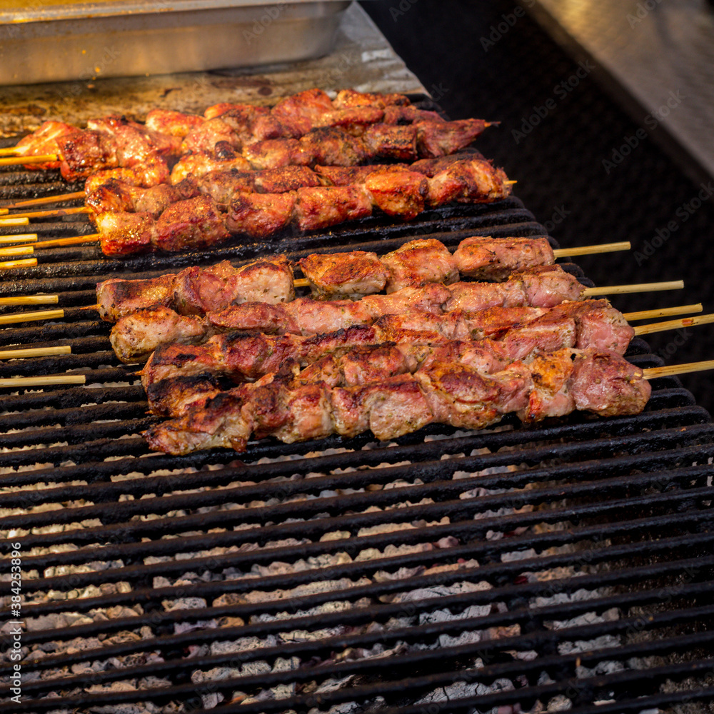 Grilling Chicken Kebabs Fairground