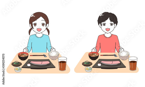 食事を行う子供