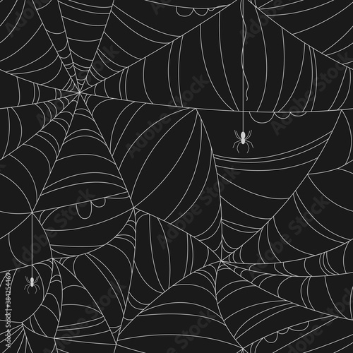 Creepy spider web seamless pattern background vector