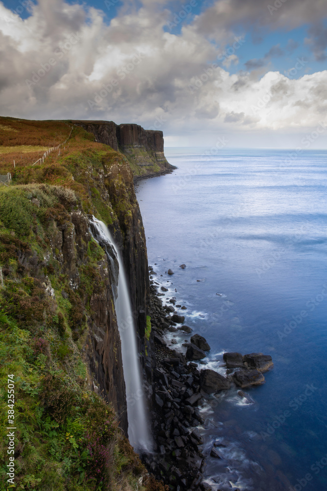 A view of kilt rock waterfall, isle of skye, scotland.