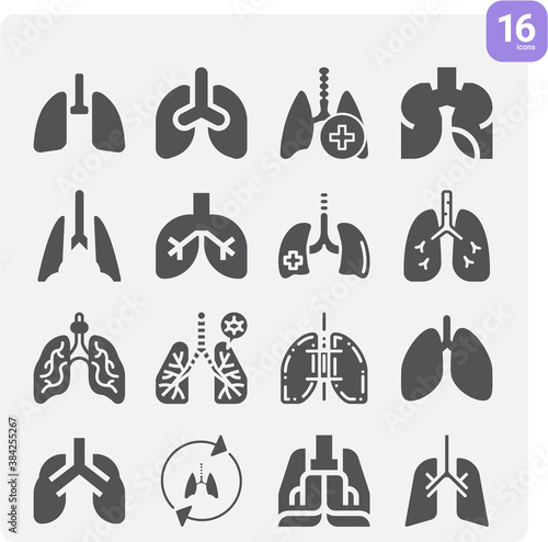 Simple set of bronchial tubes related filled icons.