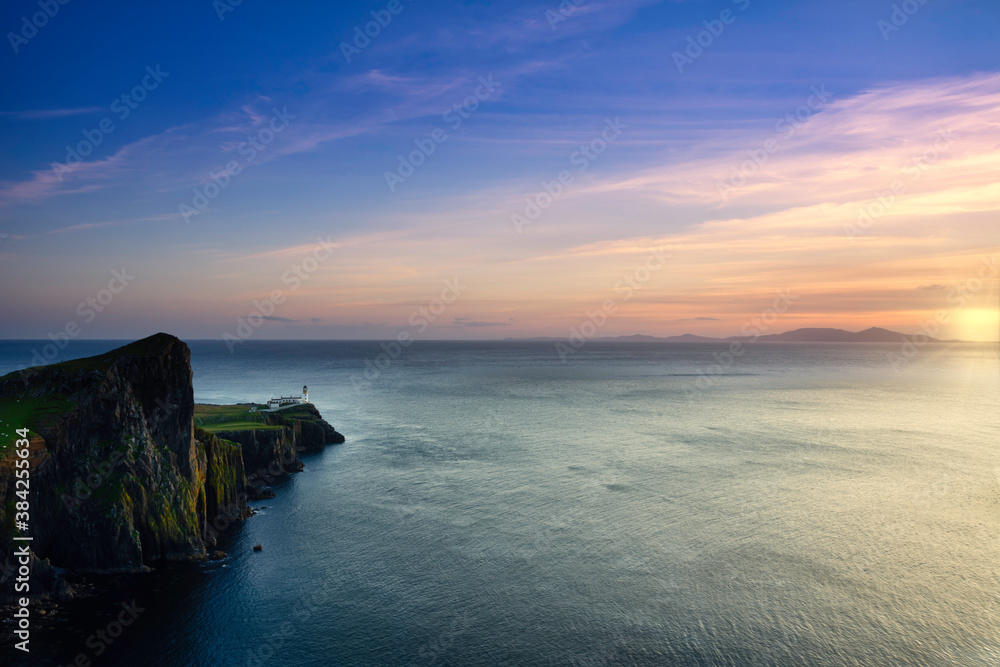 Beautiful sunset colours at neist point on the isle of skye.