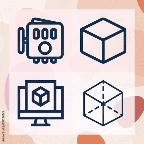 Simple set of third power related lineal icons