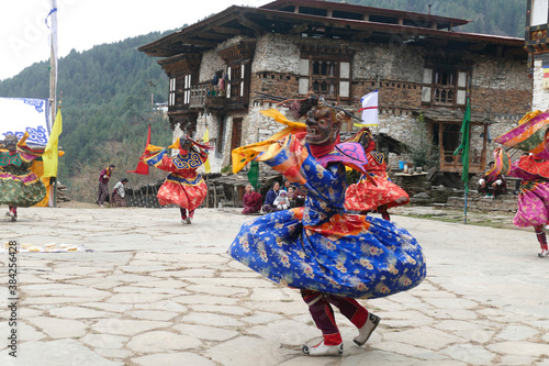 Blue skirt Tsholing cham wrathful deities dance photo