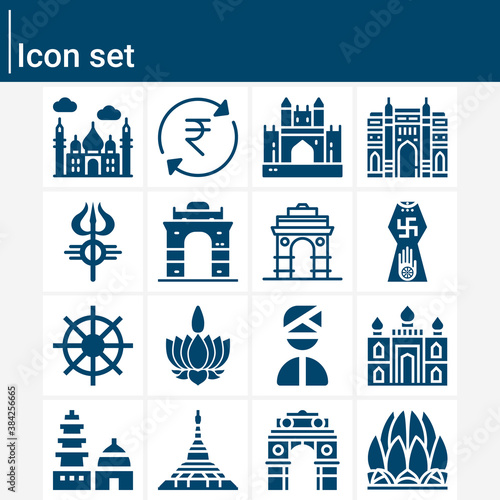 Simple set of assam related filled icons.