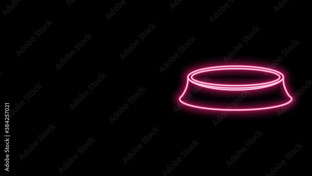 Glowing neon line Pet food bowl for cat or dog icon isolated on black background. 4K Video motion graphic animation Glowing neon line Pet food bowl for cat or dog icon isolated on black background. 4K Video motion graphic animation