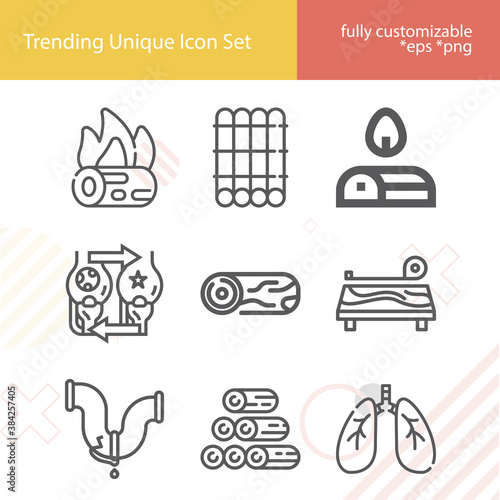 Simple set of wind instrument related lineal icons.