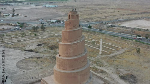 The Great Mosque of Samarra was commissioned in 848 and completed its Minaret, the Malwiya Tower (Al-Minārat al-Malwiyyah) photo