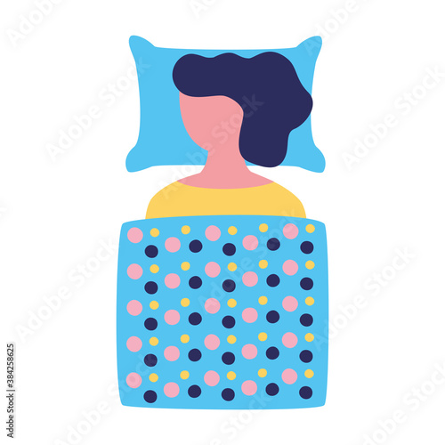 young woman sleeping character icon