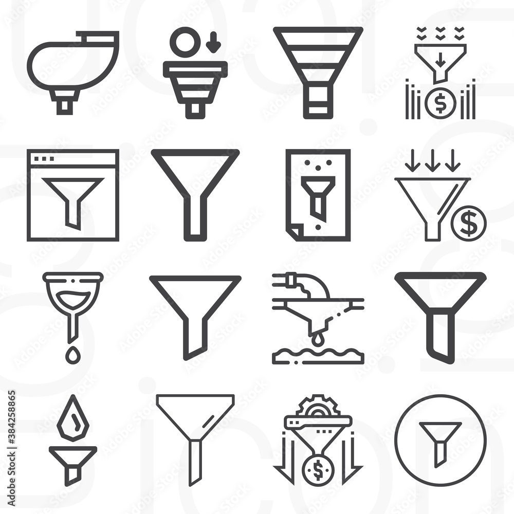 16 pack of funnels lineal web icons set 16 pack of funnels lineal web icons set