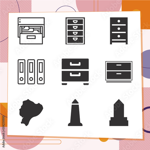 Simple set of 9 icons related to united states