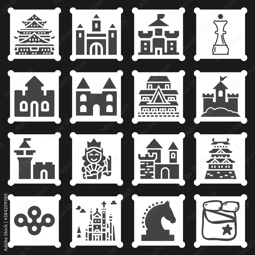 16 pack of chess piece  filled web icons set