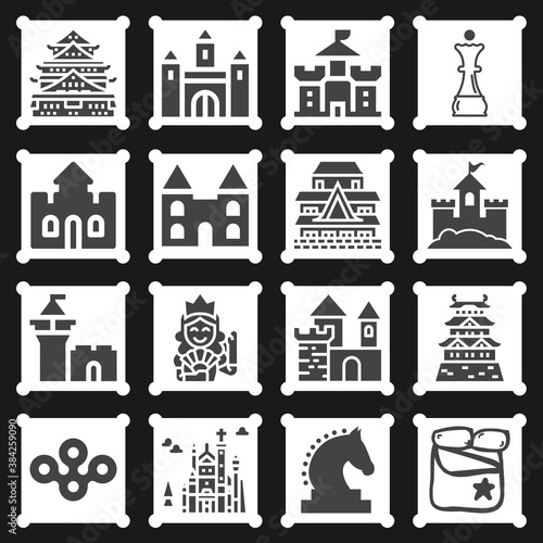 16 pack of chess piece filled web icons set