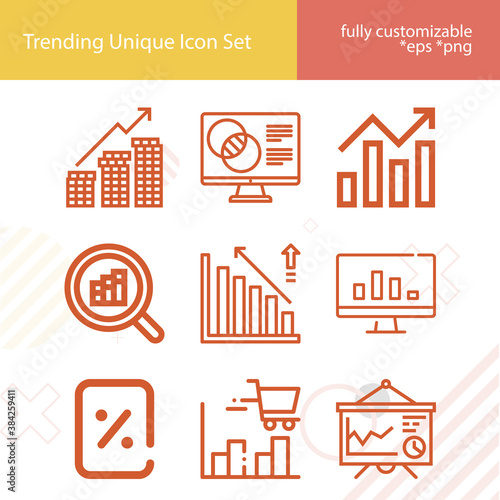 Simple set of least squares related lineal icons.