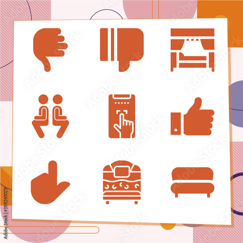Simple set of 9 icons related to showing
