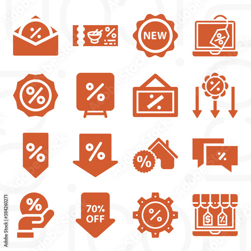 16 pack of push aside  filled web icons set