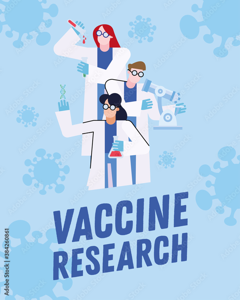 covid 19 virus vaccine research and chemical women and man vector design covid 19 virus vaccine research and chemical women and man vector design