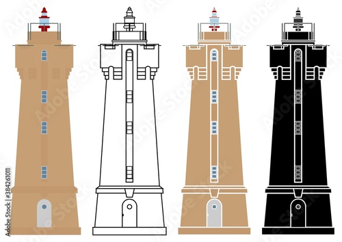 Ploumanach lighthouse, red granite in France.