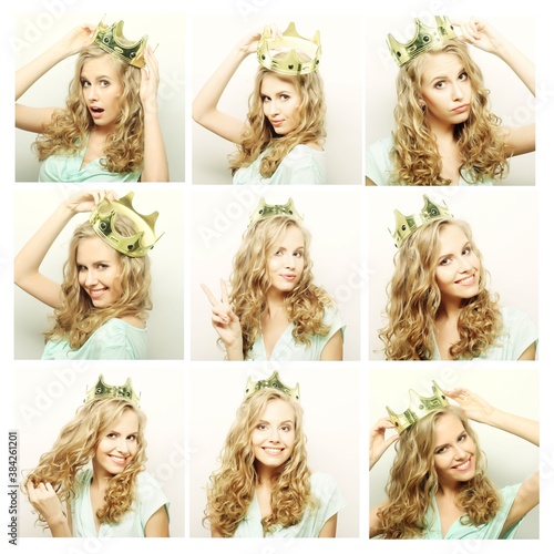 Collage of portraits of a beautiful young woman with crown © Raisa Kanareva
