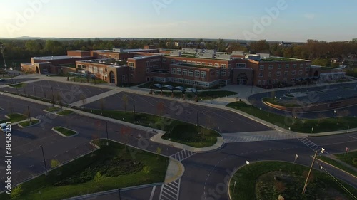 Large High School in Montgomery County, Maryland - Slow Rising Aerial
