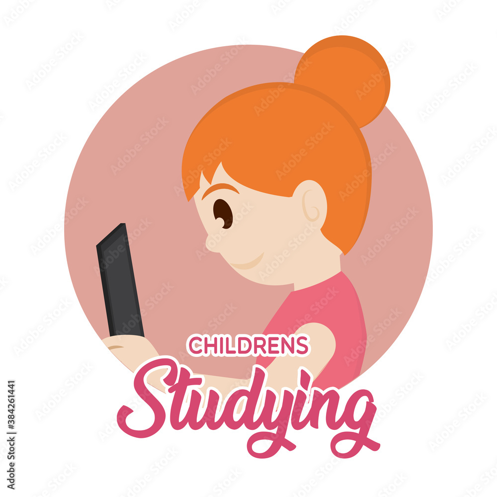 Isolated girl read childrens studying school icon - Vector Isolated girl read childrens studying school icon - Vector