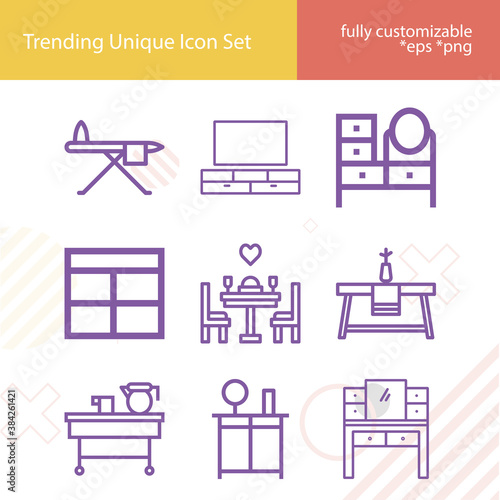 Simple set of vanity related lineal icons.