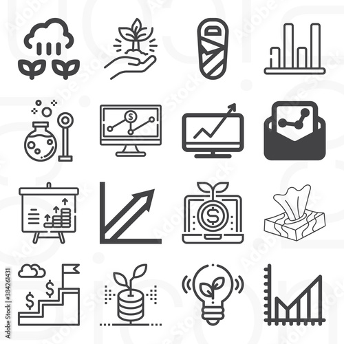 16 pack of sickness  lineal web icons set