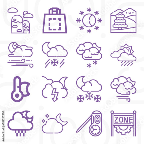 16 pack of climatic  lineal web icons set