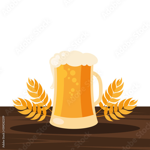 beer glass with wheat ears vector design