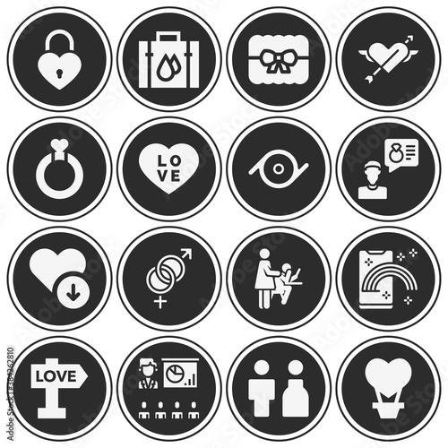 16 pack of sexual  filled web icons set