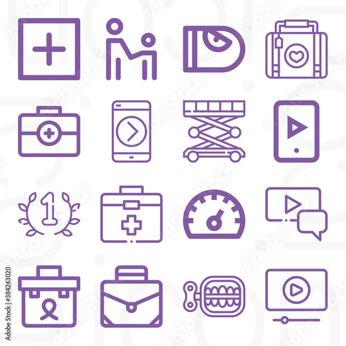 16 pack of start  lineal web icons set