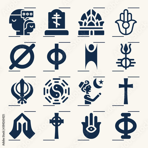 Simple set of creed related filled icons. photo