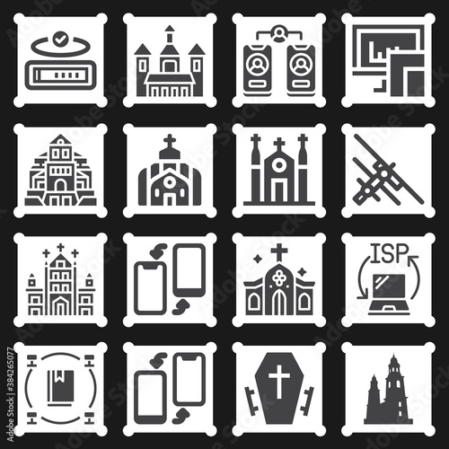16 pack of chapel  filled web icons set