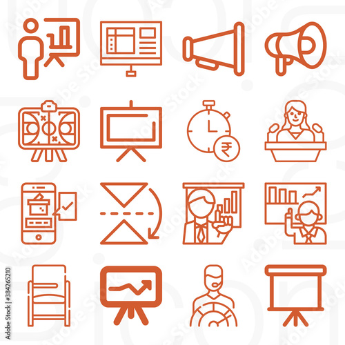 16 pack of demonstration  lineal web icons set