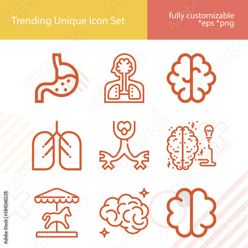 Simple set of flesh related lineal icons.