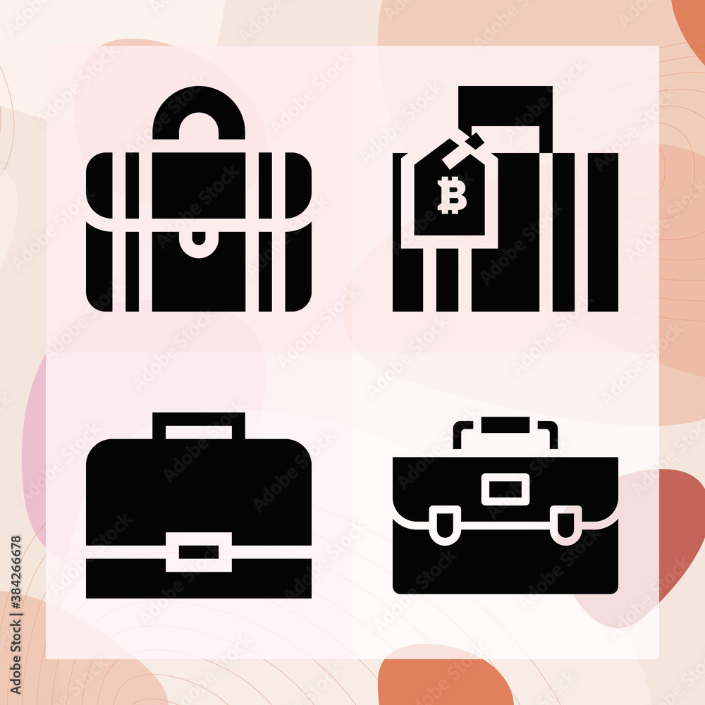 Simple set of briefcase related filled icons Simple set of briefcase related filled icons
