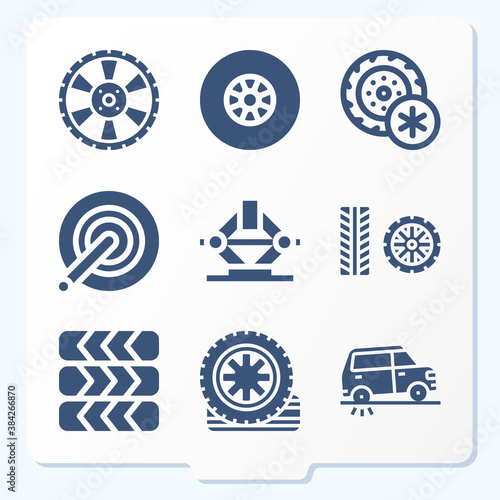 Simple set of 9 icons related to off road