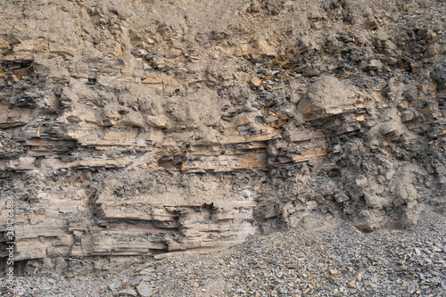 Photography Outcrop of the Devonian beds  rich in fossil fish in the Miguasha national park,