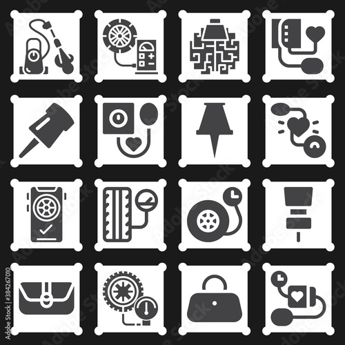 16 pack of pushing  filled web icons set