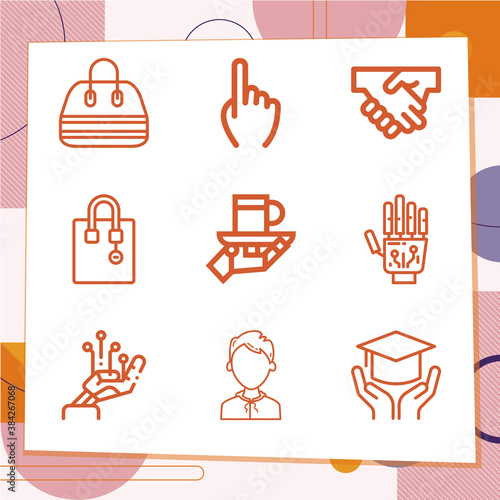 Simple set of 9 icons related to pass on