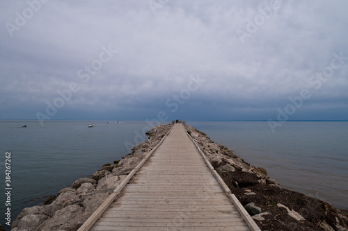 View of a wooden jetty in Bonaventure  Quebec