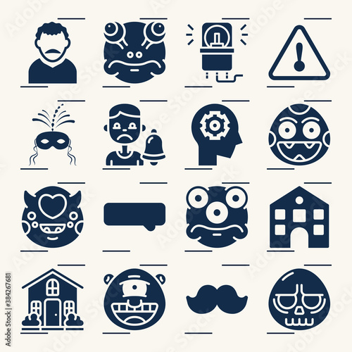 Simple set of serious related filled icons.
