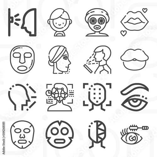 16 pack of eyebrows lineal web icons set