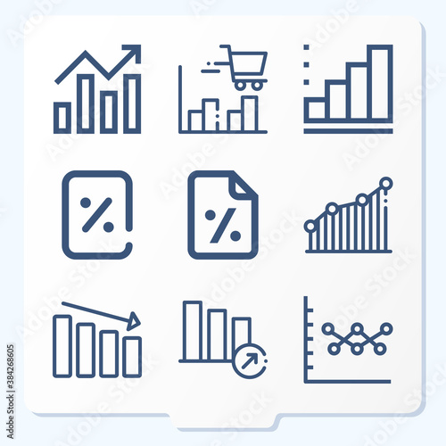 Simple set of 9 icons related to time series