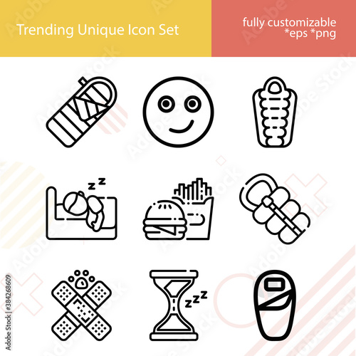 Simple set of body process related lineal icons.