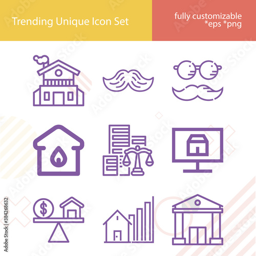 Simple set of very related lineal icons.