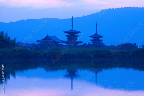 奈良県薬師寺の夜明け photo