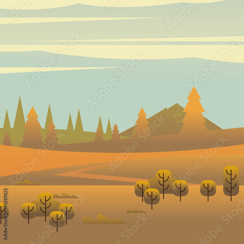 landscape of trees and pines vector design