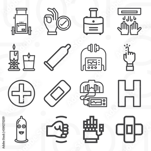 16 pack of aid  lineal web icons set